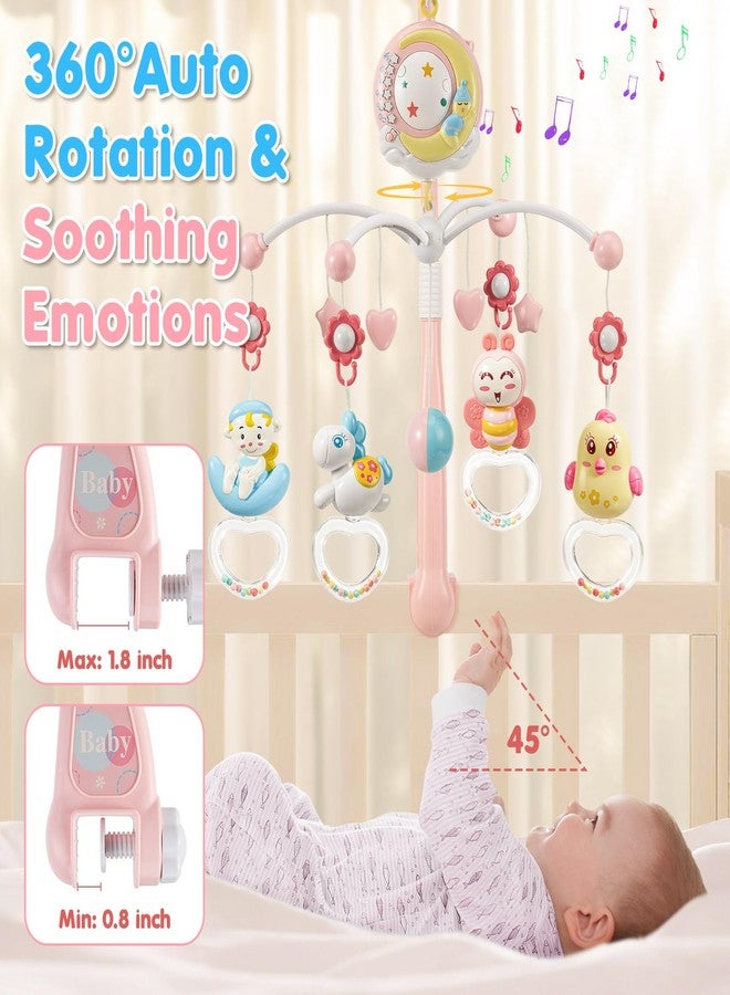 BOBXIN Baby Musical Crib Mobile for Bassinet with Projector and Night Light,150 Music,Timing Function,Take Along Mobile Musical Box and Rattle,Toy for Newborn Girls Boys - Image 2