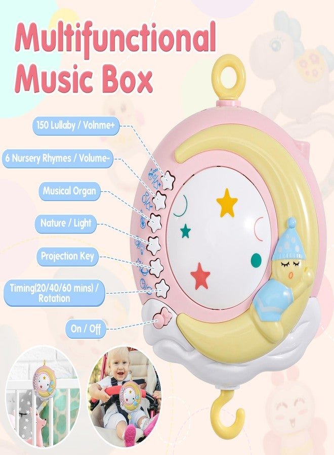 BOBXIN Baby Musical Crib Mobile for Bassinet with Projector and Night Light,150 Music,Timing Function,Take Along Mobile Musical Box and Rattle,Toy for Newborn Girls Boys - Image 4