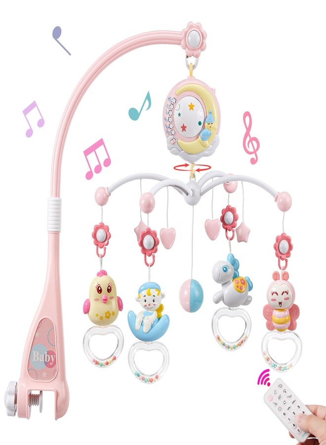 BOBXIN Baby Musical Crib Mobile for Bassinet with Projector and Night Light,150 Music,Timing Function,Take Along Mobile Musical Box and Rattle,Toy for Newborn Girls Boys - Image 1