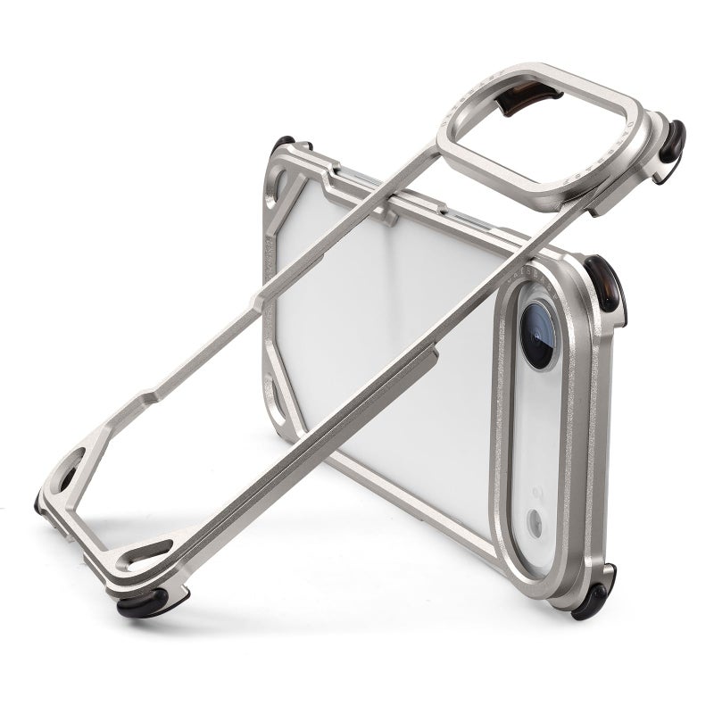 OATSBASF for iPhone Air Bumper Case, No Back Design, Aluminum Frame Slim Fit, Compatible with MagSafe, 4 Corner Shockproof Protection for iPhone 17 Air, Natural Titanium - Image 1