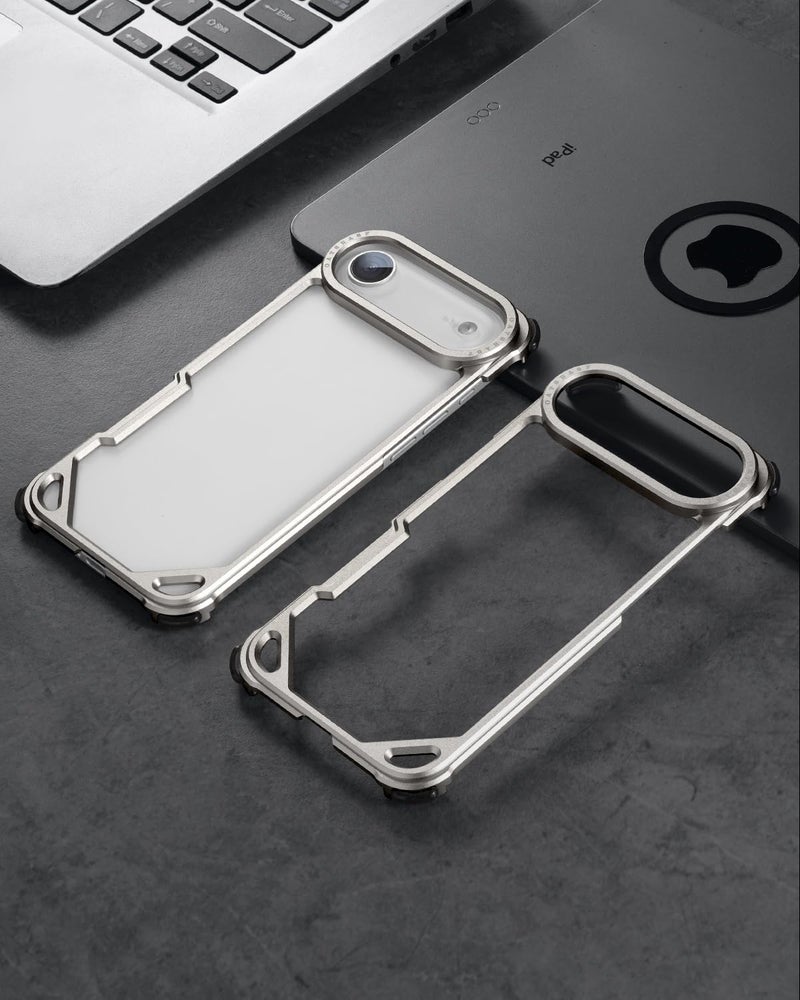 OATSBASF for iPhone Air Bumper Case, No Back Design, Aluminum Frame Slim Fit, Compatible with MagSafe, 4 Corner Shockproof Protection for iPhone 17 Air, Natural Titanium - Image 2