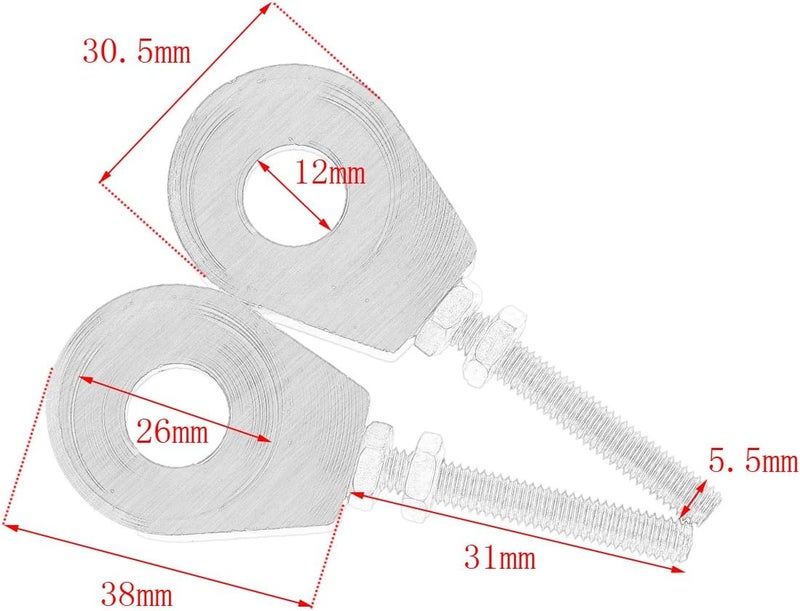 sthus 2pcs 12mm Chain Tensioner Adjusters For Honda XR CRF 50 70 Bike Scooter,Rear Wheel Axle Block Chain Adjustment Tool - Image 2