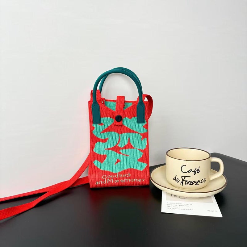 Year Festival Knitted Phone Bag Blessing Series Personalized Versatile Crossbody Bag Portable For Good Fortune - Image 1