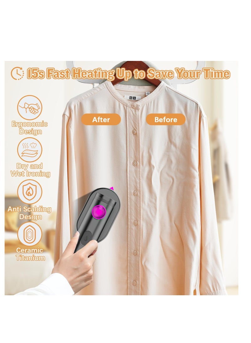 إكسفور Hand Steamers for Travel Iron, Portable Garment Steamer Travel Iron, Fast Heat-up, Ceramic Nonstick Sole Plate, Dry and Wet Ironing, Suitable for Trips  Home Use - Image 2
