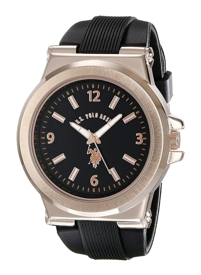 U.S. Polo Assn. - Sport Men's Rose Gold-Tone and Black Silicone Strap Watch USC90006 - Image 1