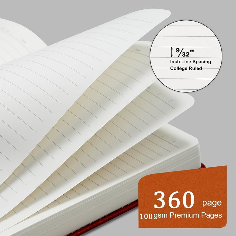 Brown Hardcover A5 Lined Journal Notebook 304 Pages College Ruled - Image 3