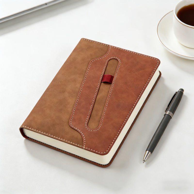 Brown Hardcover A5 Lined Journal Notebook 304 Pages College Ruled - Image 1