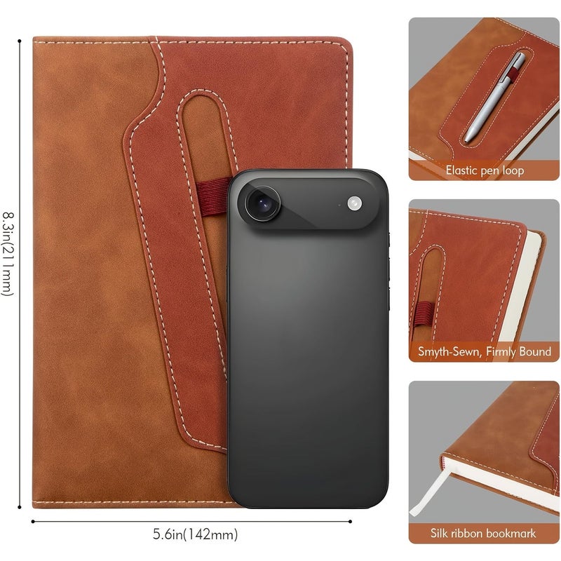 Brown Hardcover A5 Lined Journal Notebook 304 Pages College Ruled - Image 2