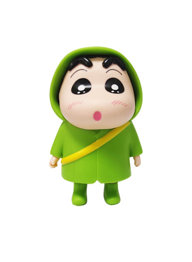 Q Version Cute Raincoat Kawaii Small Handheld Anime Figurine Toy Peripheral Trendy Car Ornament Desktop Gift-Color:Yellow Raincoat Xiaoxin - Image 5