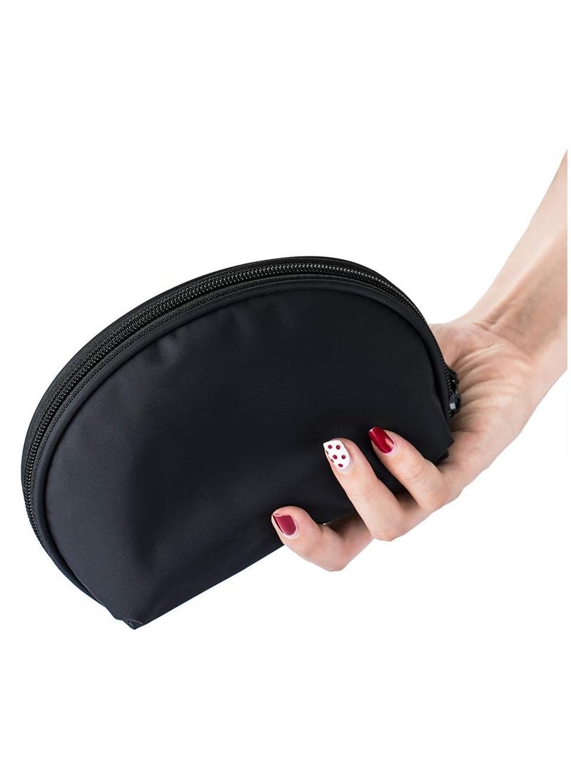 Half Moon Cosmetic Bag, Travel Makeup Pouch, Portable Waterproof Cosmetic Pouch for Girls Women, Small (ALL BLACK)  - Image 4