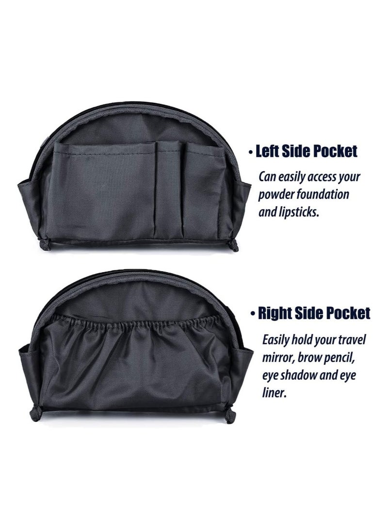 Half Moon Cosmetic Bag, Travel Makeup Pouch, Portable Waterproof Cosmetic Pouch for Girls Women, Small (ALL BLACK)  - Image 5