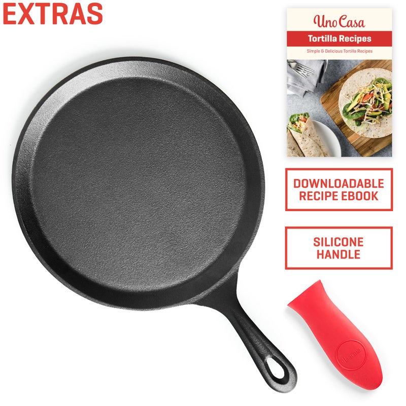 Uno Casa Cast Iron Comal Pan 11.5 Inch - Skillet for Roti, Tawa/Dosa Pan Pataconera, Comales para Tortillas - Cast Iron Pizza Pan - Comal Para Tortillas Grande - Image 4