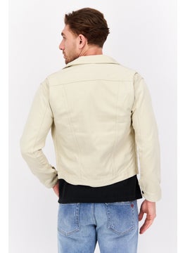 Wrangler Men Plain Long Sleeve Denim Jacket, Beige  - Image 4