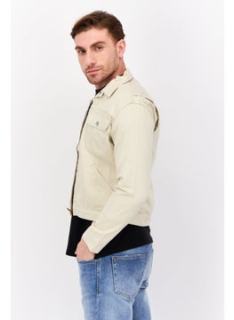 Wrangler Men Plain Long Sleeve Denim Jacket, Beige  - Image 2