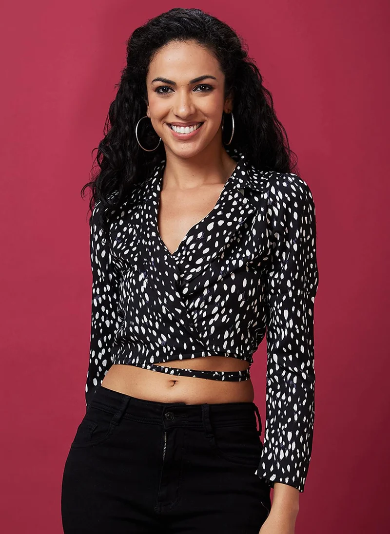 globus Globus Women Abstract Printed Crop Top