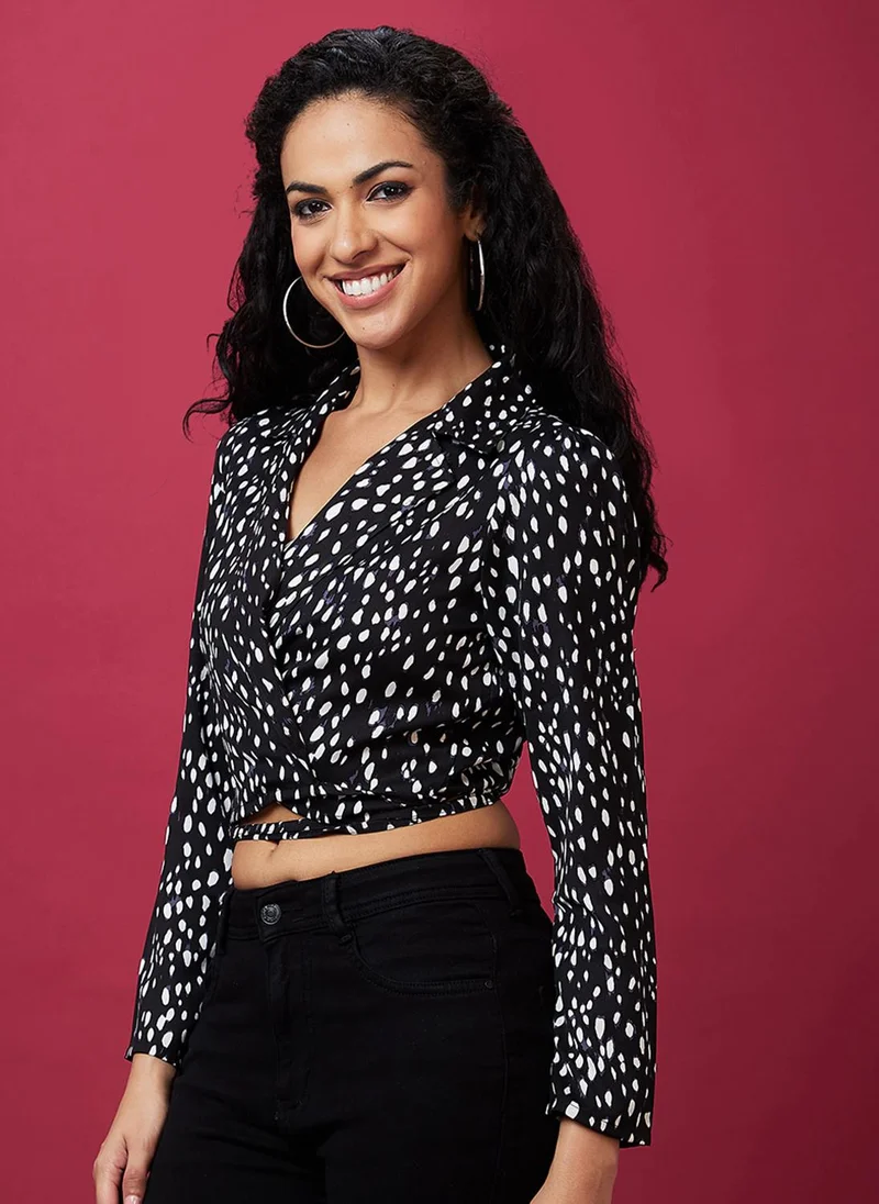 globus Globus Women Abstract Printed Crop Top