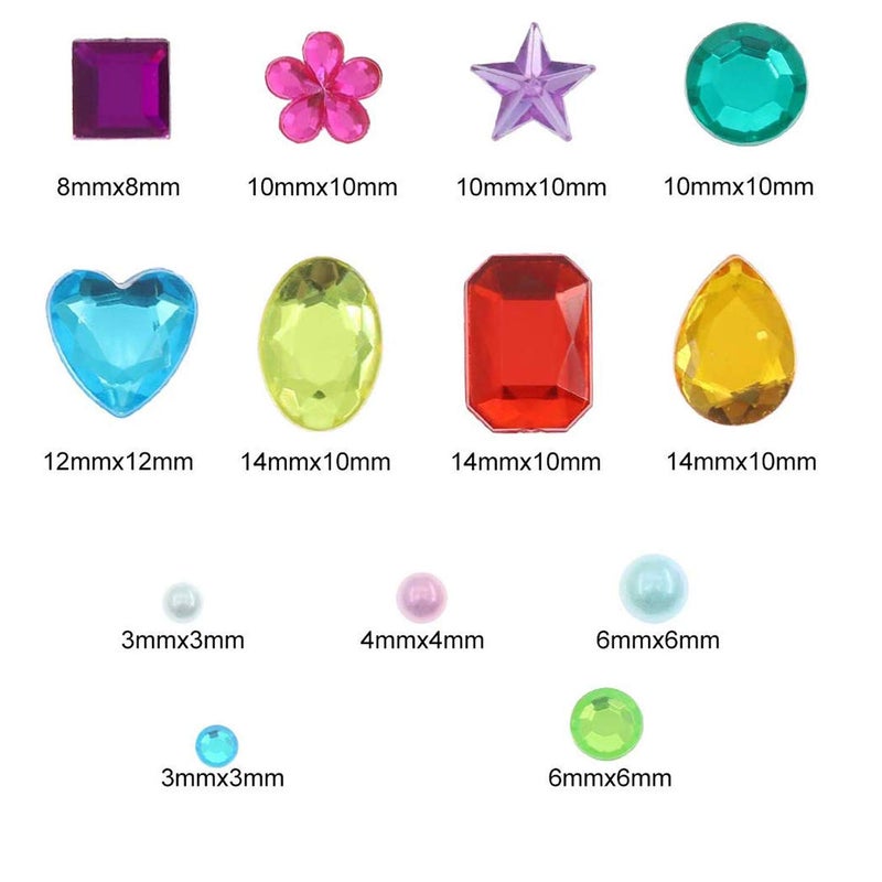 Hoiny 1782pcs Gems Stickers, Self Adhesive Gems for Crafts Bling Rhinestones for Crafts, Assorted Shapes Jewels Stickers for Kids, Stick on Gems, Muticolor - Image 2