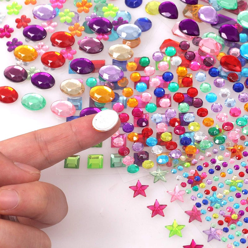 Hoiny 1782pcs Gems Stickers, Self Adhesive Gems for Crafts Bling Rhinestones for Crafts, Assorted Shapes Jewels Stickers for Kids, Stick on Gems, Muticolor - Image 3