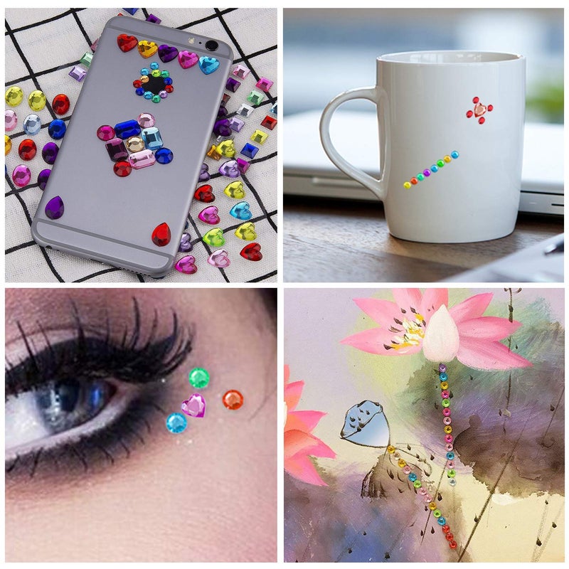 Hoiny 1782pcs Gems Stickers, Self Adhesive Gems for Crafts Bling Rhinestones for Crafts, Assorted Shapes Jewels Stickers for Kids, Stick on Gems, Muticolor - Image 5