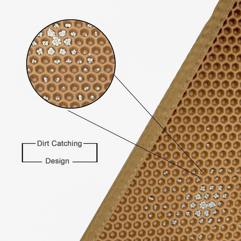 Polarduck Cat Litter Mat Litter Box Mat, EVA Honeycomb Double Layer Design, Urine & Waterproof, Scatter Control Kitty Litter Mat, Less Waste, Easier To Clean,Washable (Brown, 75 x 60cm) - Image 3