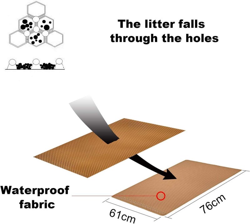 Polarduck Cat Litter Mat Litter Box Mat, EVA Honeycomb Double Layer Design, Urine & Waterproof, Scatter Control Kitty Litter Mat, Less Waste, Easier To Clean,Washable (Brown, 75 x 60cm) - Image 4