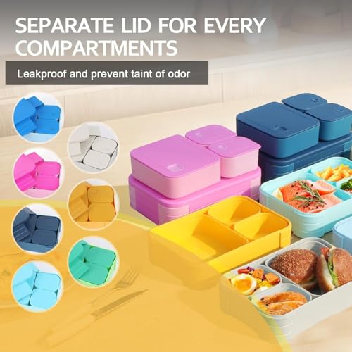 Zeinwap Leak Proof Lunch Box for Adults & Kids-BPA-Free, 3 Compartment Large Volume Bento Box, Microwave & Dishwasher Safe, Food Storage Container for Work, Daycare, School & Travel (Blue) - Image 3