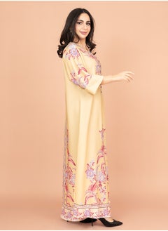 اكسا جلابية منقوشة كرستال IK1017 اصفر  - Image 3