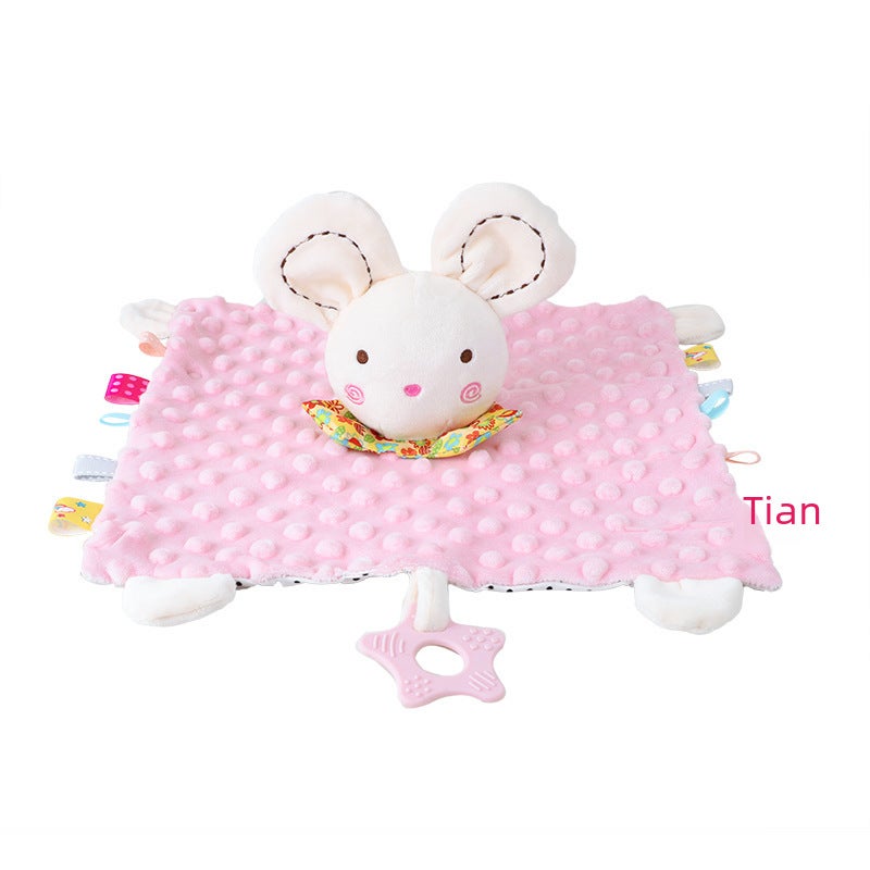 Bbsky Baby Cartoon Animal Comfort Napkin Baby Comfort Toy Comfort Napkin with Doll Comfort Napkin Hug Doll(White Rabbit, 28*28cm) - Image 3