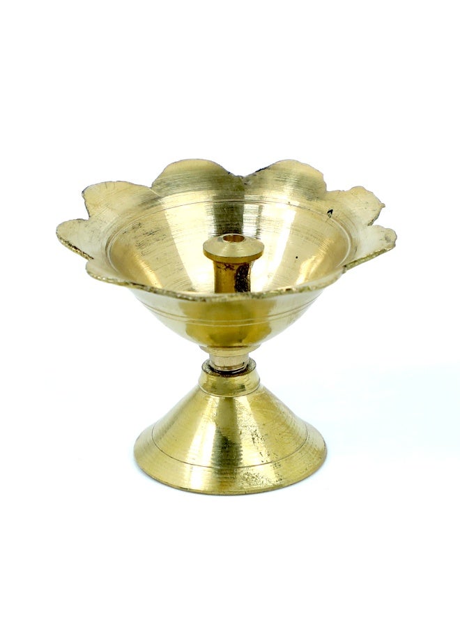 Madhoor Pooja Brass Akhand Diya Flower Design 3 Inches - Image 2