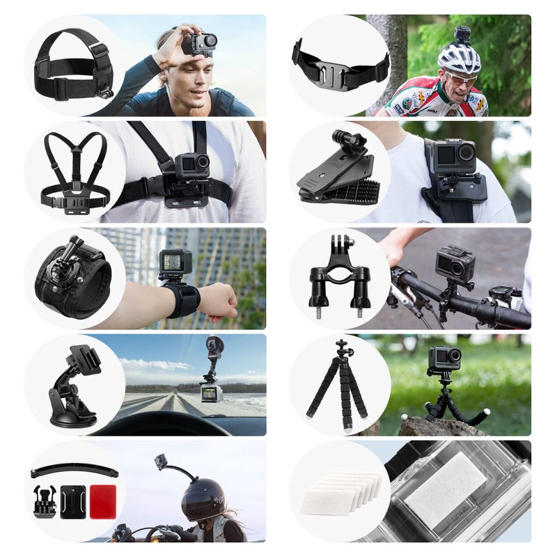 AKASO 60 in 1 Action Camera Accessories Kit Compatible with EK7000/EK7000 Pro/Brave 4/Brave 4 pro/Brave 7 LE/Brave 7/Brave 8/V50X/V50 Pro/V50 Elite/GoPro Hero 11 10 9 8 7/ DJI/Apexcam Action Cameras - Image 3