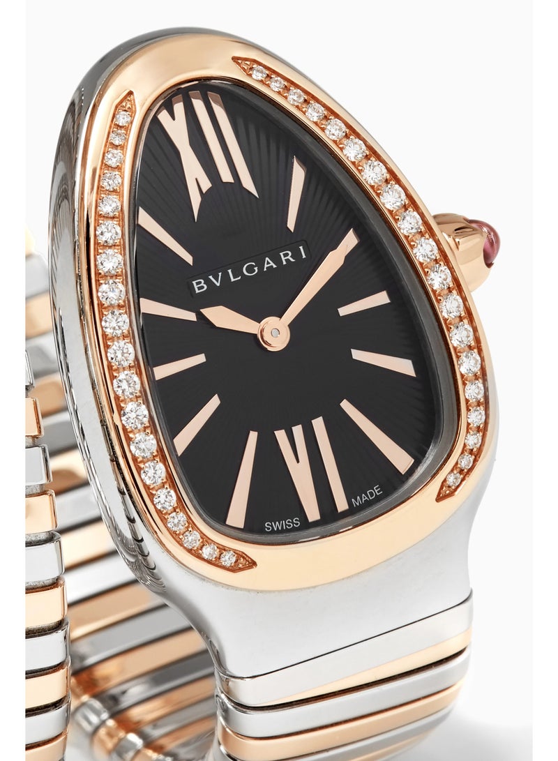BVLGARI Rose-Gold, Stainless Steel & Diamond Serpenti Tubogas Watch - Image 4