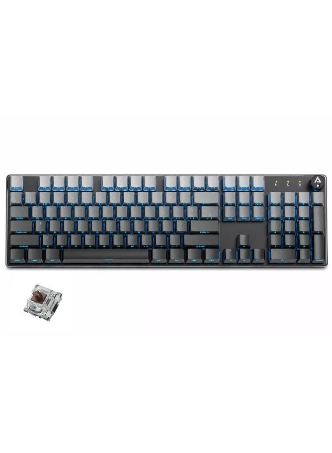 AOQELO AMG20 Gaming Mechanical Keyboard – Hot-Swappable Brown Switches with Ice Blue LED Backlight, 1ms Response Time, Multi-Function Control Knob, Detachable USB-C Cable (Grey) - Image 1