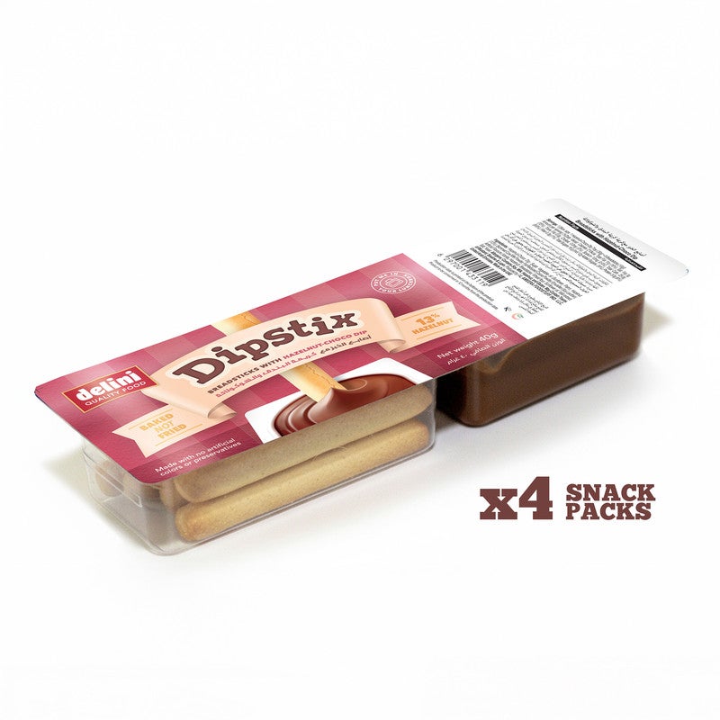 Delini Dipstix with Chocolate Spread – Hazelnut 4 x 40g | Fun Snack & Dipping Chocolate | Convenient On-the-Go Treat | Nutty & Creamy - Image 2