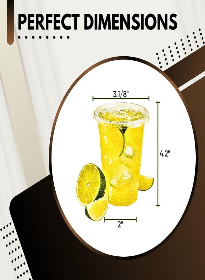 Green Direct 12 oz. Disposable Cups With Lids | Clear Plastic Cups With Lids | Iced Coffee Cups For Bubble Boba Tea | Cup and Flat Lid For Cold Drinking & Smoothie 50 Sets - Image 2