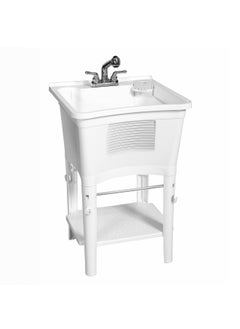 Zenna Home Premium Utility Sink With Pull Out Faucet Laundry Tub For Basement Garage Or Wash Room White