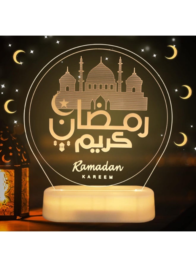 Chielor Eid Ramadan Decorative Fairy Light, Ramadan Moon Night Light, Muslim Ramadan Table Light, Ramadan Decoration Lights, LED Muslim Ramadan Lights, Mubarak Ramadan Table Decoration Ornament Night Light (Castle) - Image 1
