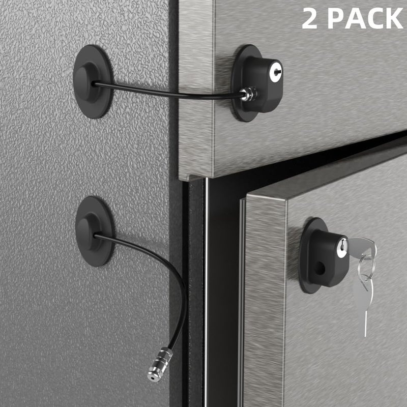 REZIPO 2 Pack Refrigerator Door Locks with 4 Keys, File Drawer Lock, Freezer Door Lock and Child Safety Cabinet Locks by Black - Image 2