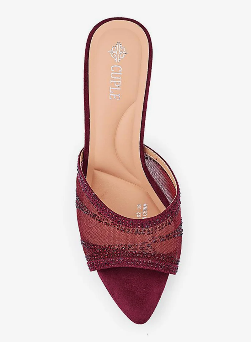 Cuple Maroon Cuple Elegant Heeled Sandals for Women for Women | Best Price UAE