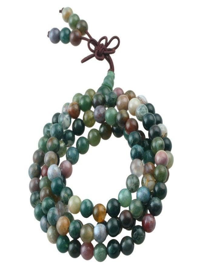 SUNYIK Indian Agate 108 Tibetan Buddhist Mala Bracelet Stone Beaded Prayer Bead - Image 5