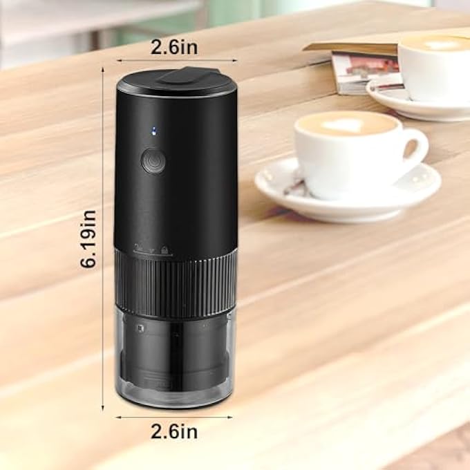 كاست ويف آلة مطحنة حبوب الإسبريسو القابلة للشحن اللاسلكية المحمولة بخشونة قابلة للتعديل مع فرشاة نظيفة وUSB لتسخين القهوة بالقطر - Image 5