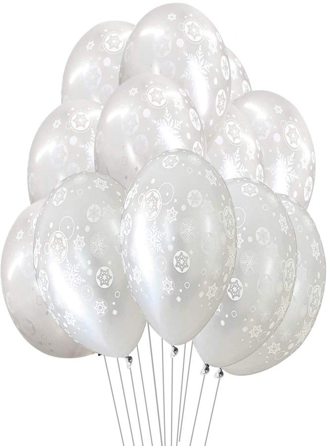 CupaPlay 100PCS Christmas Snowflake Latex Balloons - Winter Wonderland/Xmas/Holiday Birthday Wedding Baby Shower Party Decorations Supplies Favors Clear Snowflakes Decor - Image 1