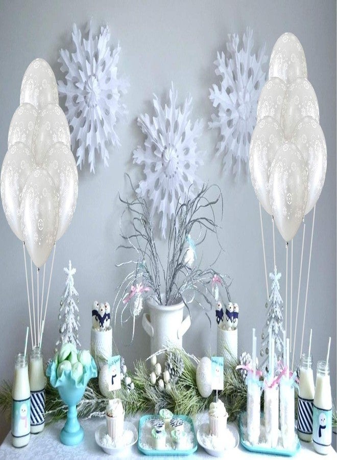 CupaPlay 100PCS Christmas Snowflake Latex Balloons - Winter Wonderland/Xmas/Holiday Birthday Wedding Baby Shower Party Decorations Supplies Favors Clear Snowflakes Decor - Image 5