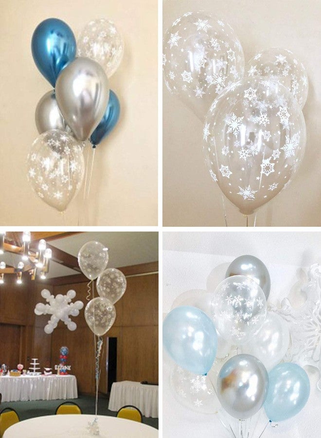 CupaPlay 100PCS Christmas Snowflake Latex Balloons - Winter Wonderland/Xmas/Holiday Birthday Wedding Baby Shower Party Decorations Supplies Favors Clear Snowflakes Decor - Image 3