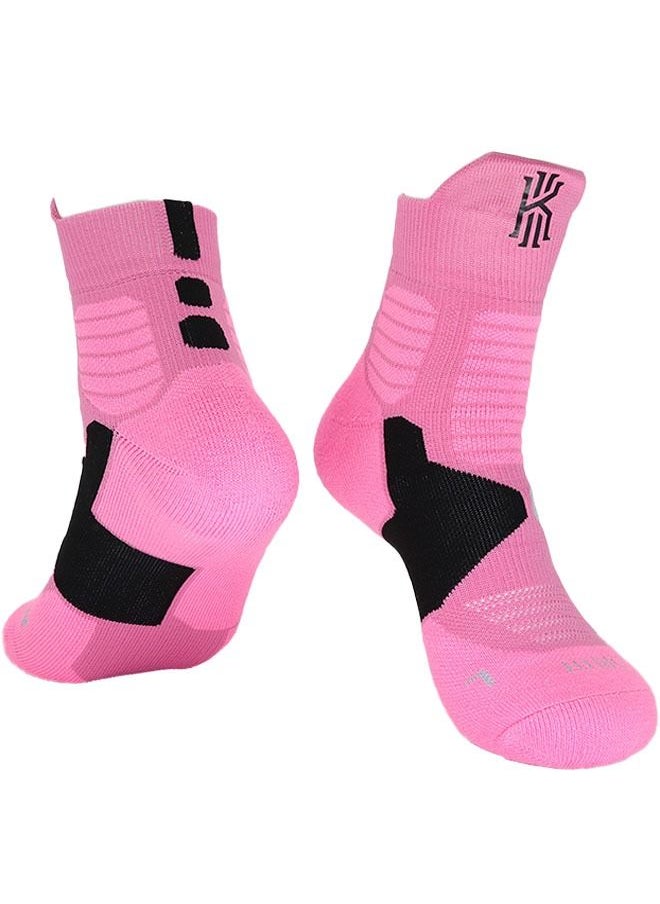 Ant Basketball Socks for Men Boys, Cushioned Athletic Breathable Mid Sock, Professional Thick Socks for Sports Running Training Pink/Black  - Image 1