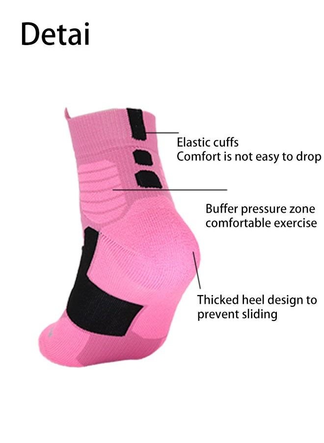 Ant Basketball Socks for Men Boys, Cushioned Athletic Breathable Mid Sock, Professional Thick Socks for Sports Running Training Pink/Black  - Image 5