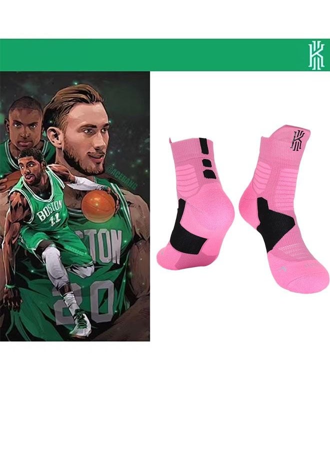Ant Basketball Socks for Men Boys, Cushioned Athletic Breathable Mid Sock, Professional Thick Socks for Sports Running Training Pink/Black  - Image 2