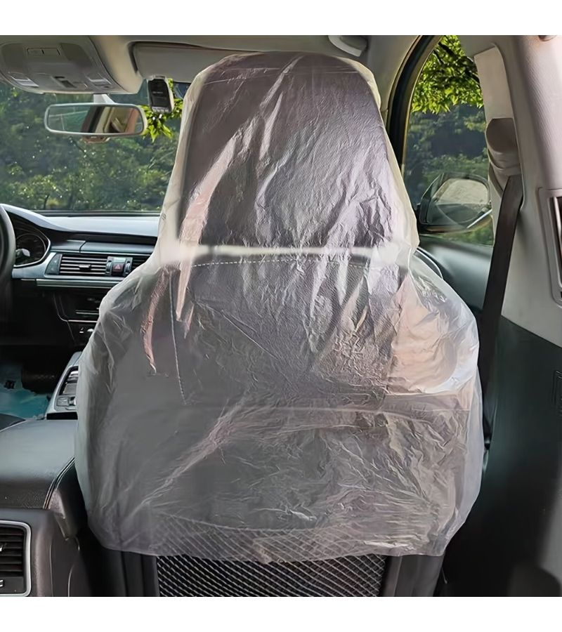 10 Disposable Car Seat Covers Transparent White Thickened Wear Resistant - Image 3