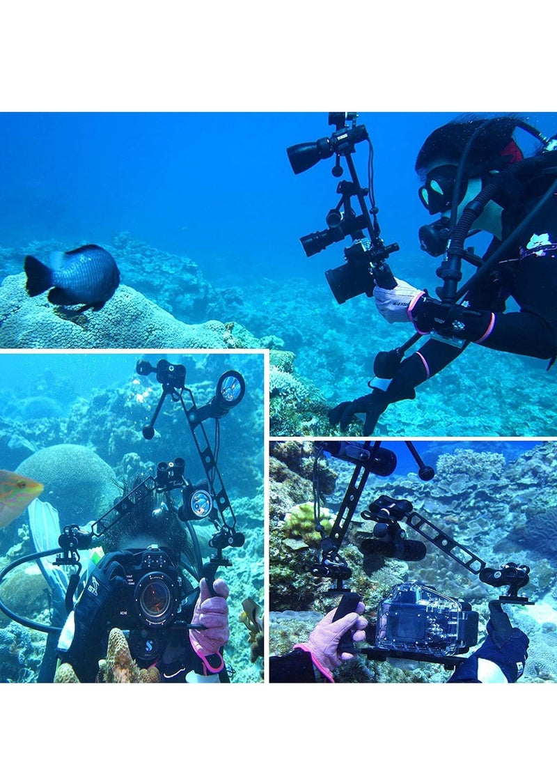 Excefore 1'' Ball Clamp Mount, 4 Pcs Aluminum Standard Long Clip Adapter Bracket Holder for Action Sports Camera Underwater Housing Diving Light Arm Connected Accessories - Image 3