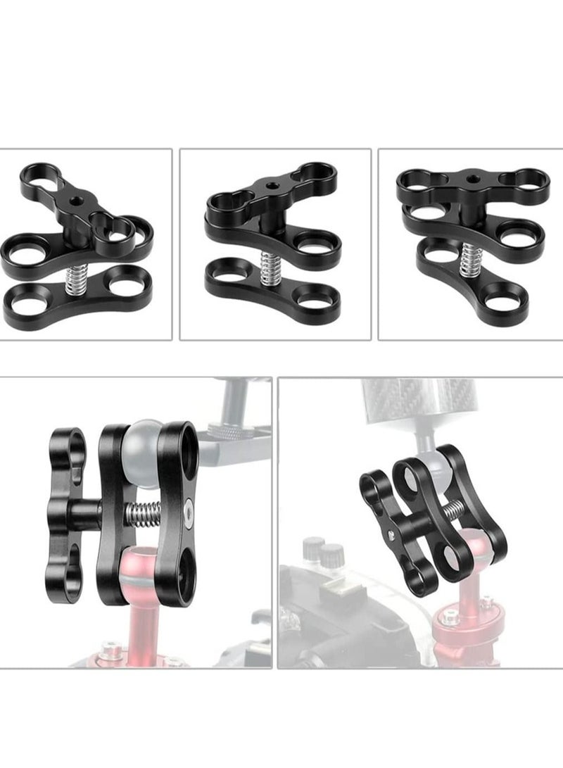 Excefore 1'' Ball Clamp Mount, 4 Pcs Aluminum Standard Long Clip Adapter Bracket Holder for Action Sports Camera Underwater Housing Diving Light Arm Connected Accessories - Image 2