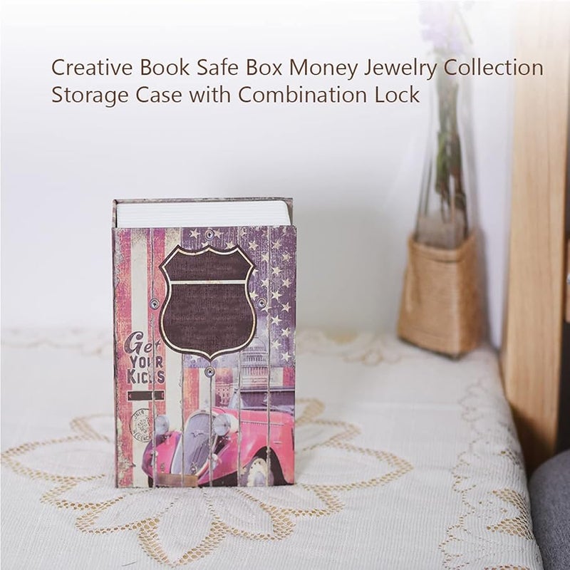 Route 66 Style Simulation Book Safe Box with Combination Lock for Home Office Storage - Image 4
